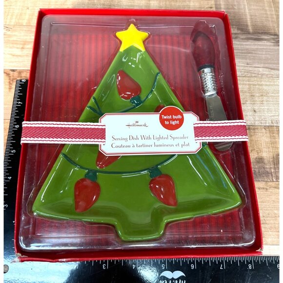 Hallmark Christmas Tree Serving Dish With Lighted Spreader - Picture 6 of 6